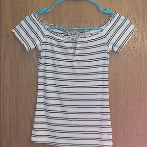 Used Off the shoulder striped tee from Aeropostale
